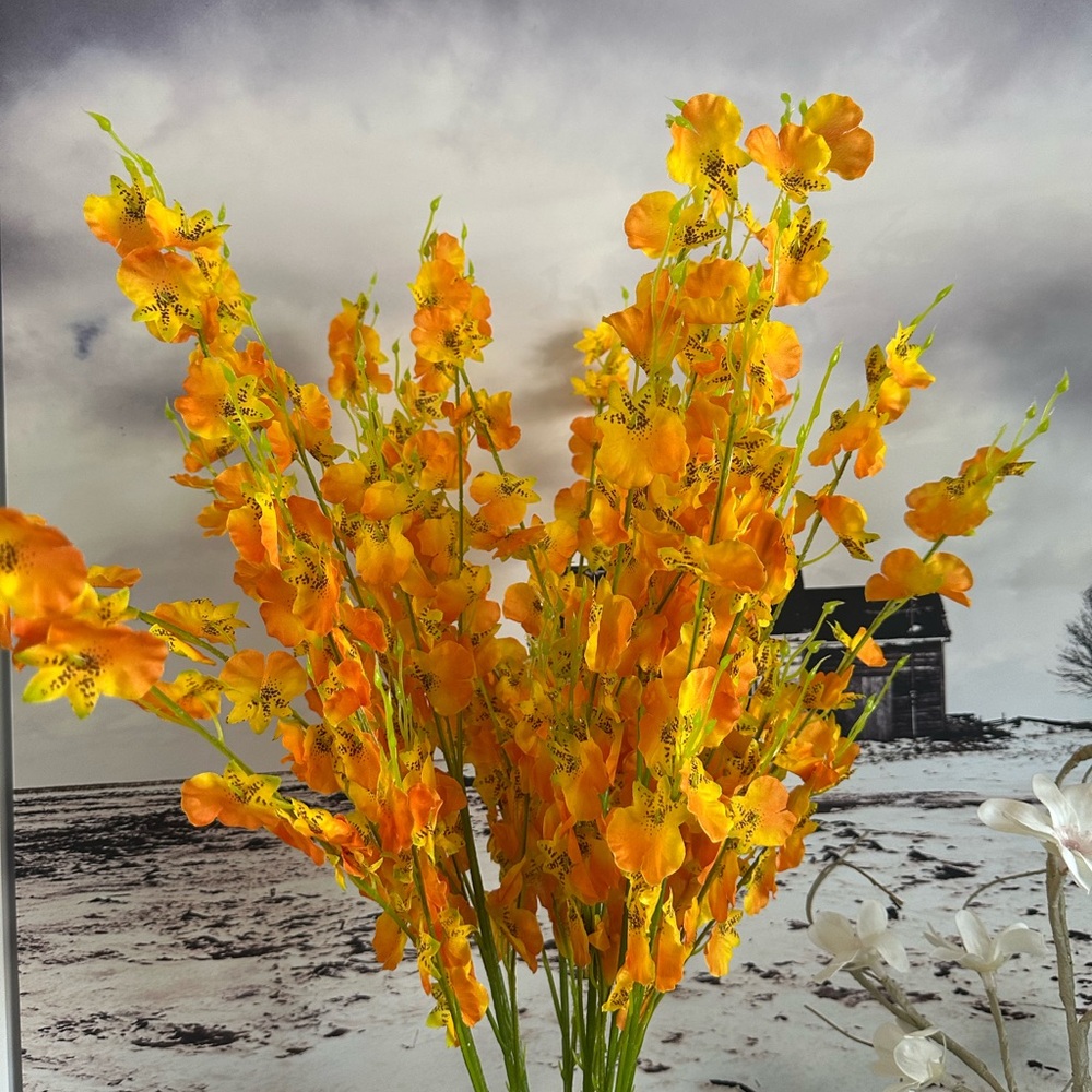 Cheerful Orange and Yellow Faux Floral Bouquet